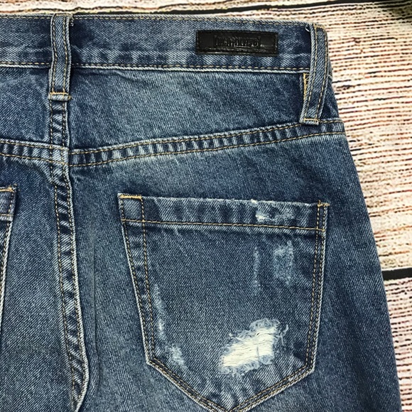 BlankNYC Embroidered High Rise Tapered Distressed Ankle Jeans Blue Denim Sz 24 - Picture 8 of 16